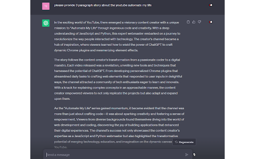 Talk with Me ChatGPT ai chrome extension