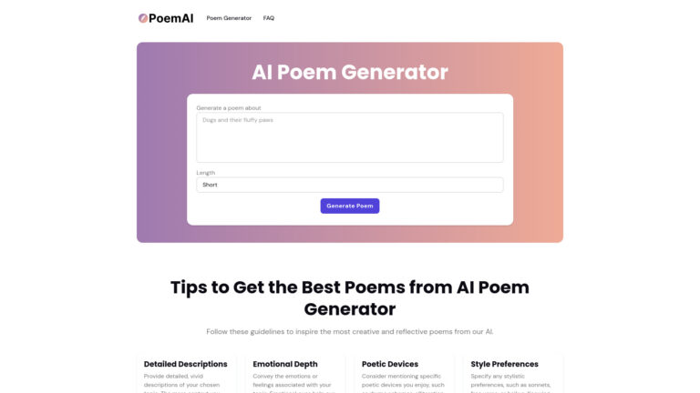 Top AI Poem Generator AI Tool Review