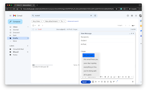 Intelligent Text Suggestions ai chrome extension logo