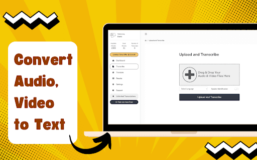 Free Unlimited Audio, Video to text Transcription ai chrome extension