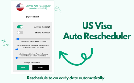 US Visa Appointment Rescheduler ai chrome extension logo