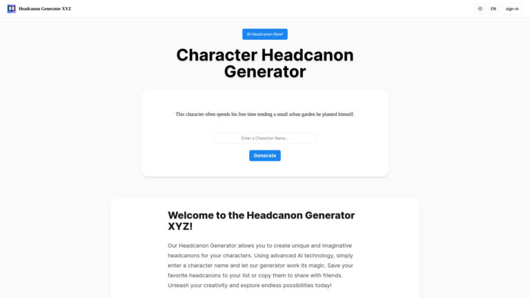 Top Headcanon Generator Xyz AI Tool Review