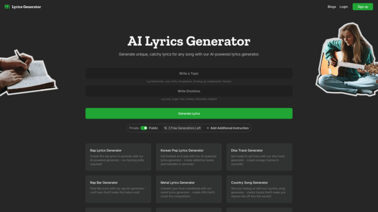 Popular Lyricsgenerator.com AI Tool Review