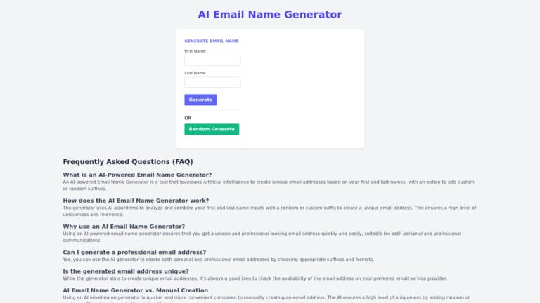Smart AI Email Name Generator AI Tool Review