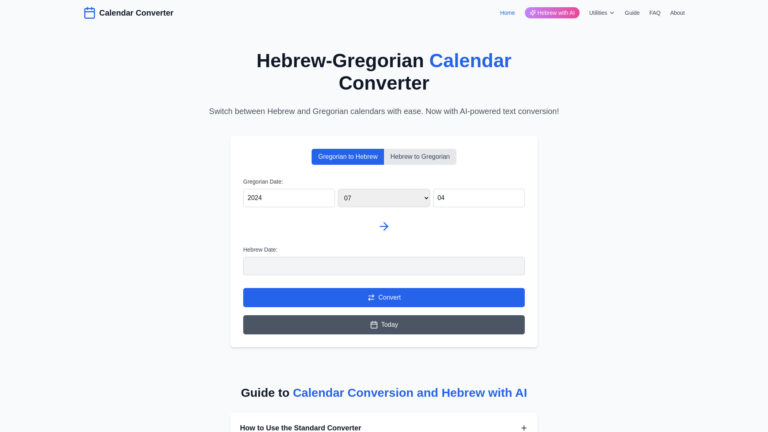 Innovative Hebrew Calendar Converter AI Tool Review