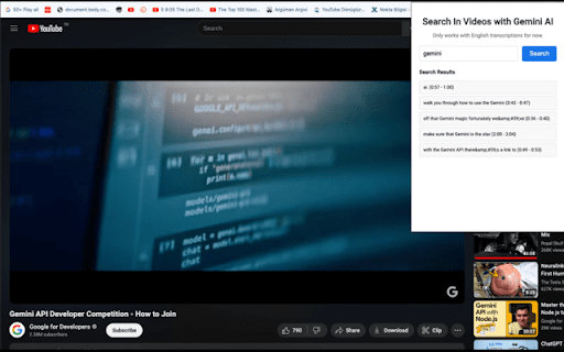 Search in YouTube Videos with AI ai chrome extension logo