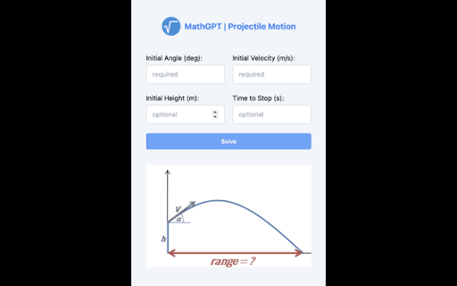 MathGPT Projectile Motion Calculator ai chrome extension logo