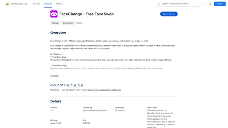Top Facechange AI Chrome Extension AI Tool Review
