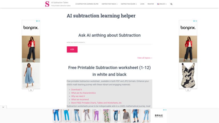 Powerful Subtraction Tables AI Tool Review