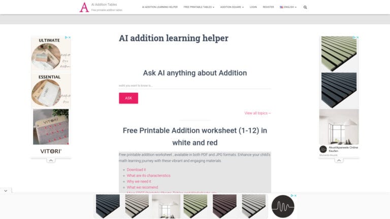 Smart Addition Tables AI Tool Review