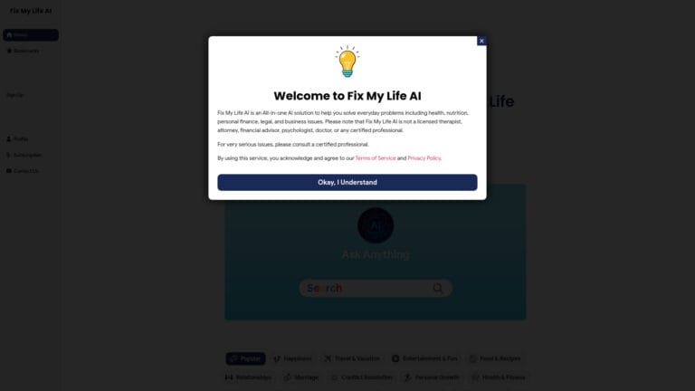 Free Fix My Life AI AI Tool Review