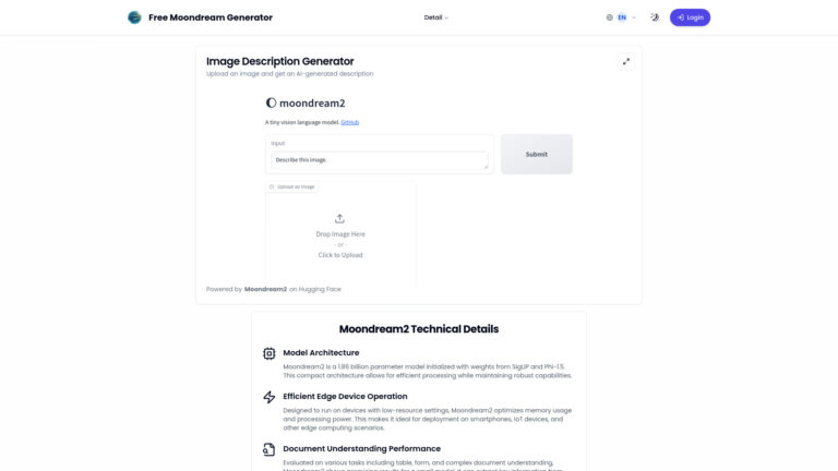 Free Free Moondream Generator AI Tool Review