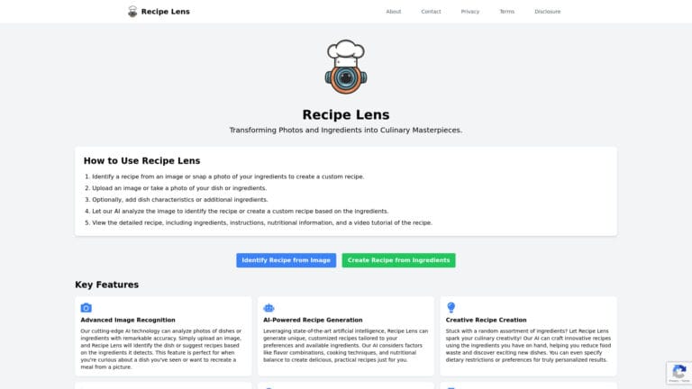 Advanced Recipe Lens AI Tool Review