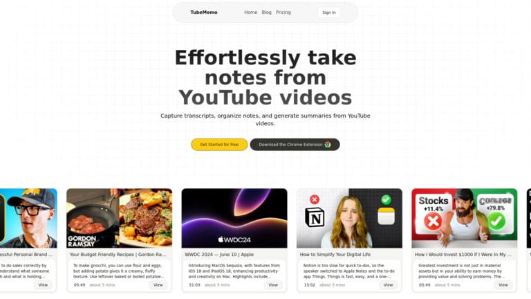 Free Tubememo AI Tool Review