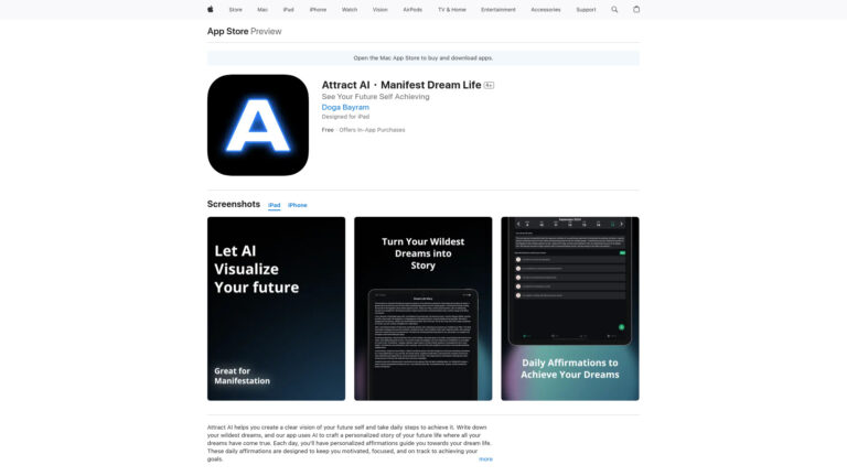 Popular Attract AI・manifest Dream Life AI Tool Review