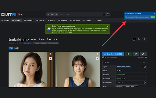 Civitai Download Link Finder ai chrome extension