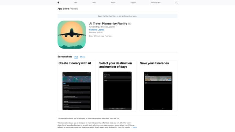 Advanced AI Travel Planner By Planify AI Tool Review