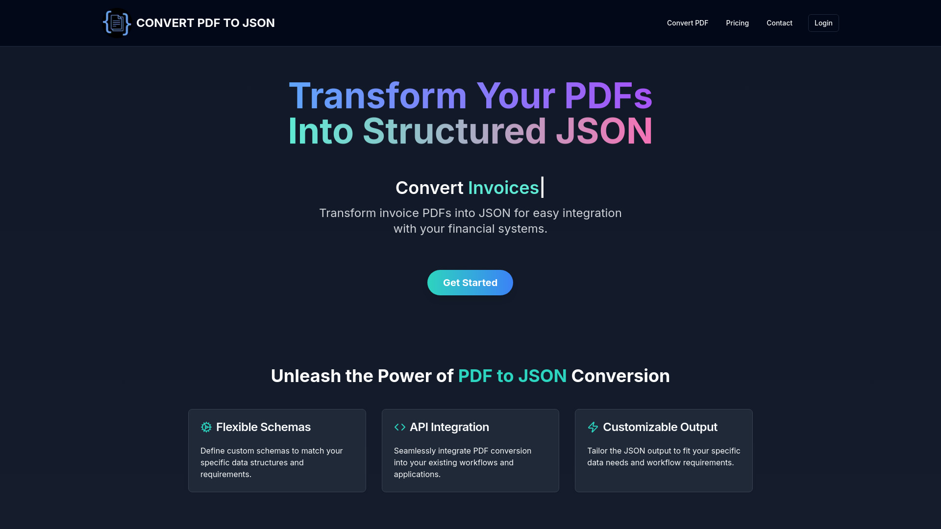 Convert PDF to JSON logo