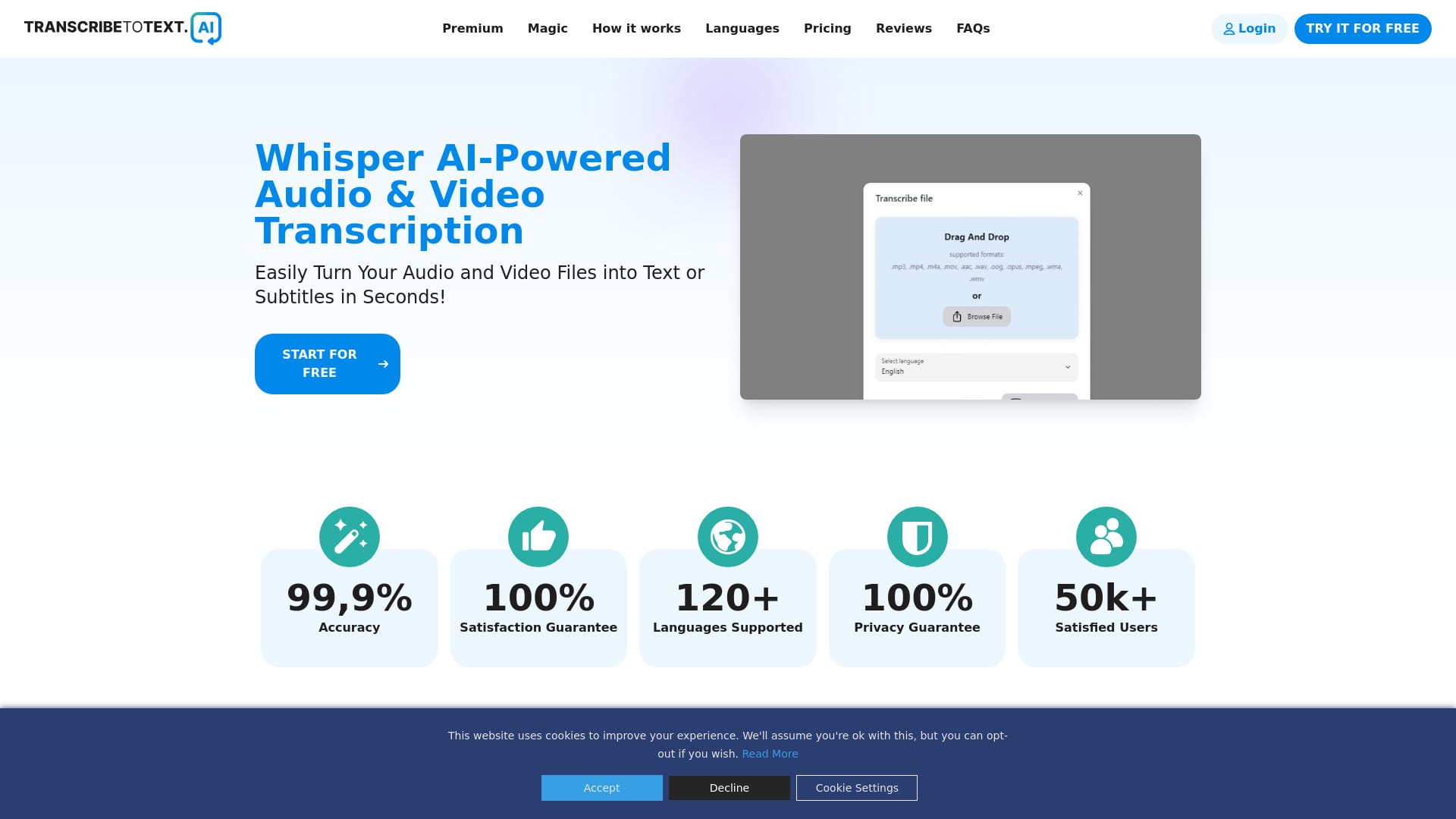 TranscribeToText.AI logo