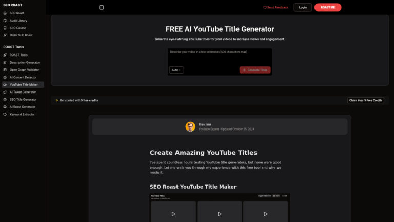Innovative Seo Roast Youtube Title Maker AI Tool Review