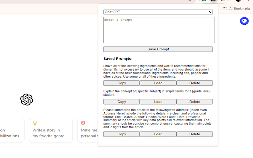 LLM Prompt Saver ai chrome extension logo