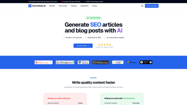 Top Fast Articles AI AI Tool Review