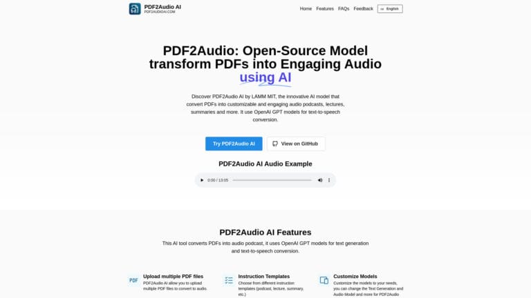 Innovative Pdf2audio AI AI Tool Review