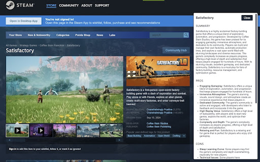 Steam Review Summarizer Chrome Extension ai chrome extension