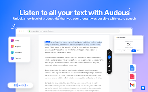 Audeus AI Voice Reader ai chrome extension