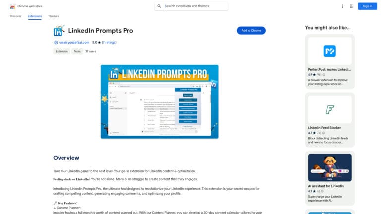 Innovative Linkedin Prompts Pro AI Chrome Extension AI Tool Review