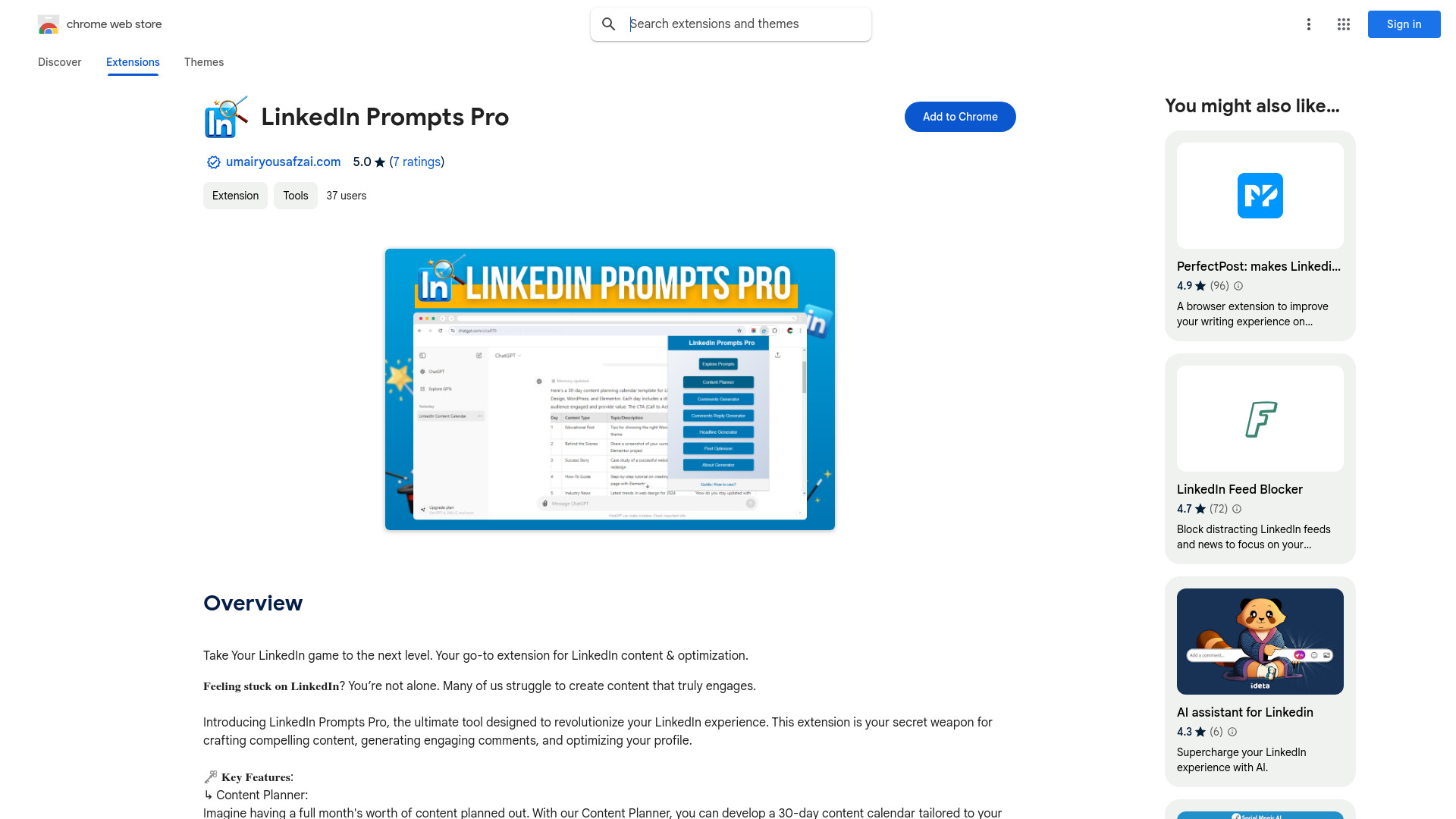 LinkedIn Prompts Pro ai chrome extension logo