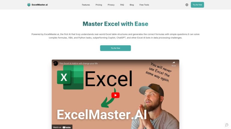 Free Excelmaster.ai AI Tool Review