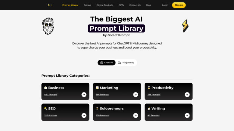 Free AI Prompt Library By God Of Prompt AI Tool Review
