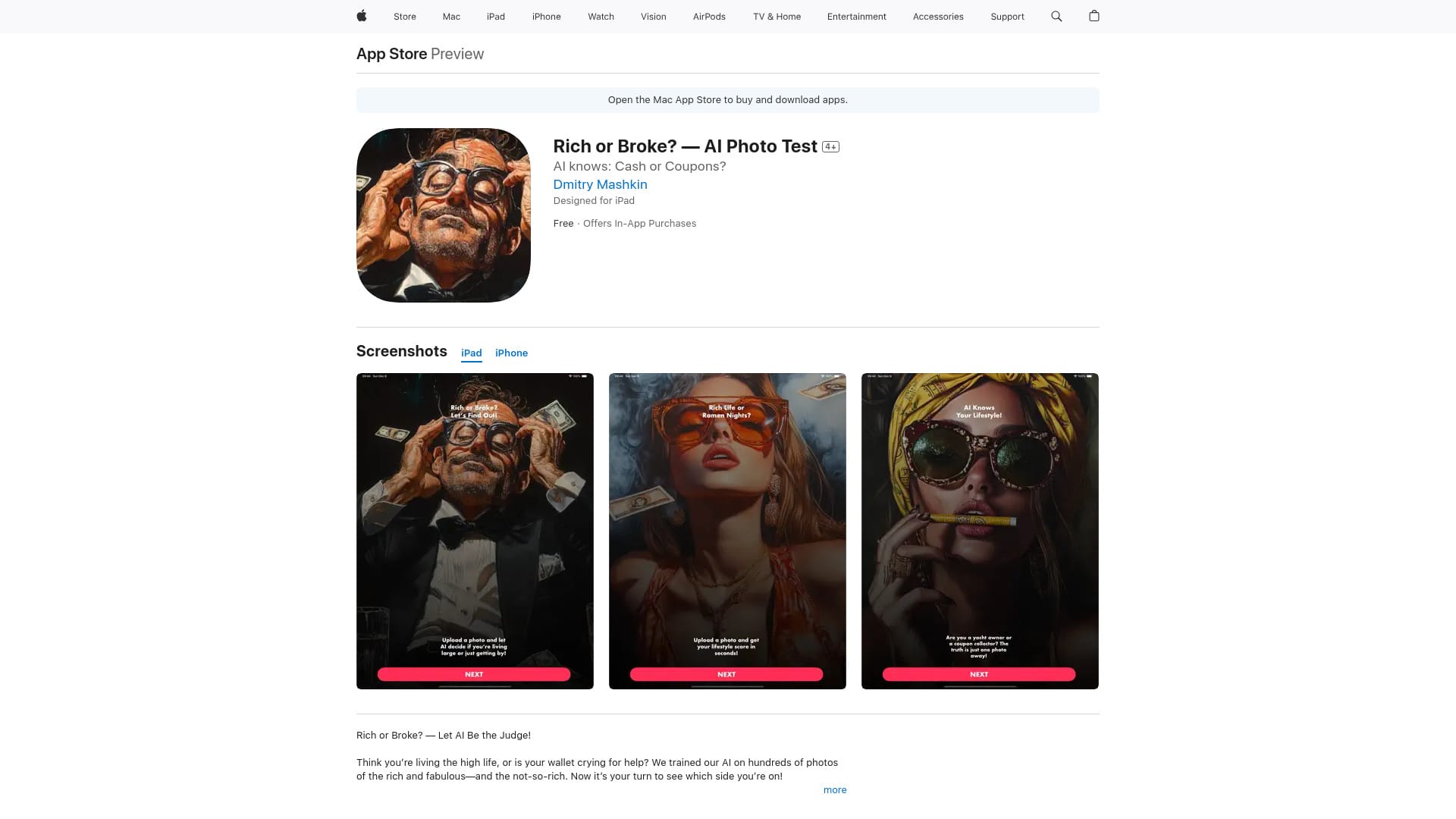 Rich or Broke? — AI Photo Test logo