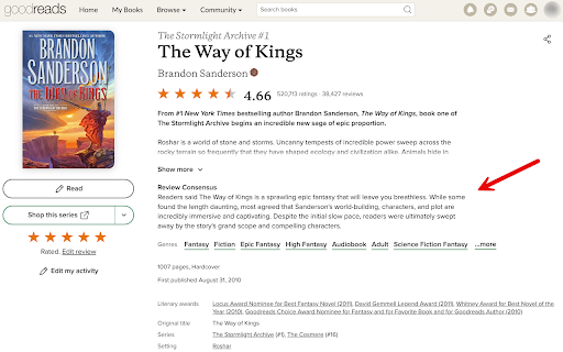 Goodreads Review Consensus ai chrome extension