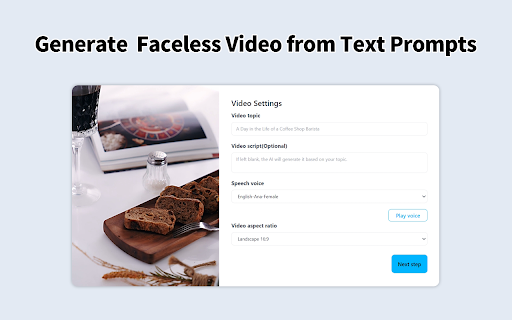 Faceless Video Generator ai chrome extension logo