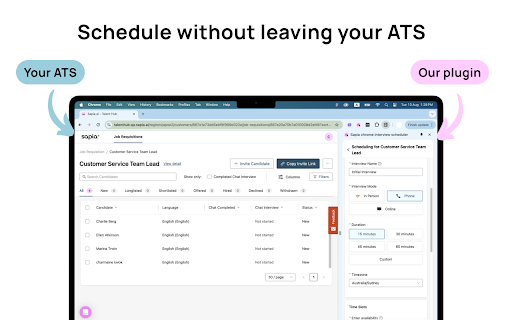 Interview Scheduling by Sapia.ai ai chrome extension logo