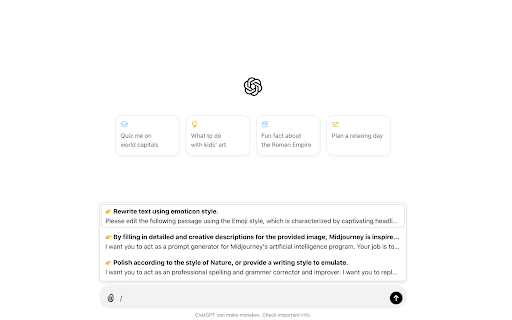 Simplest ChatGPT Prompt Assistant ai chrome extension