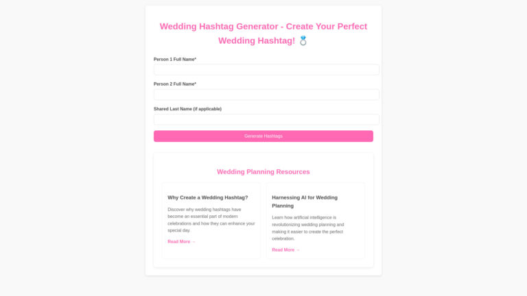 New Free AI Wedding Hashtag Generator AI Tool Review