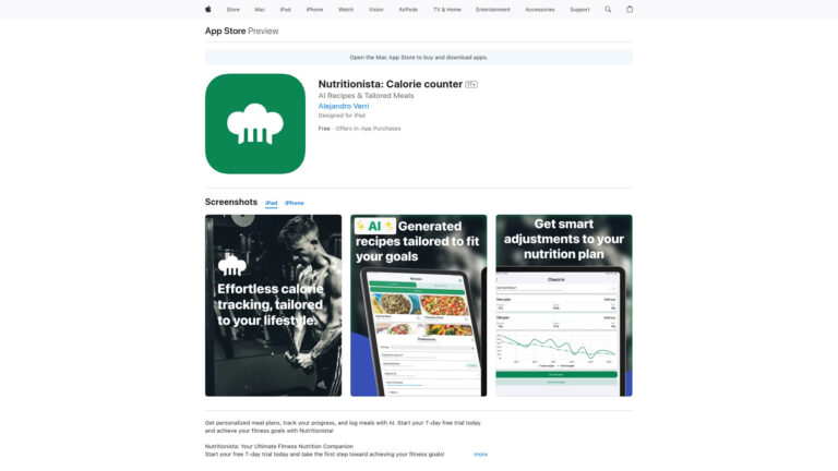 Advanced Nutritionista AI Tool Review
