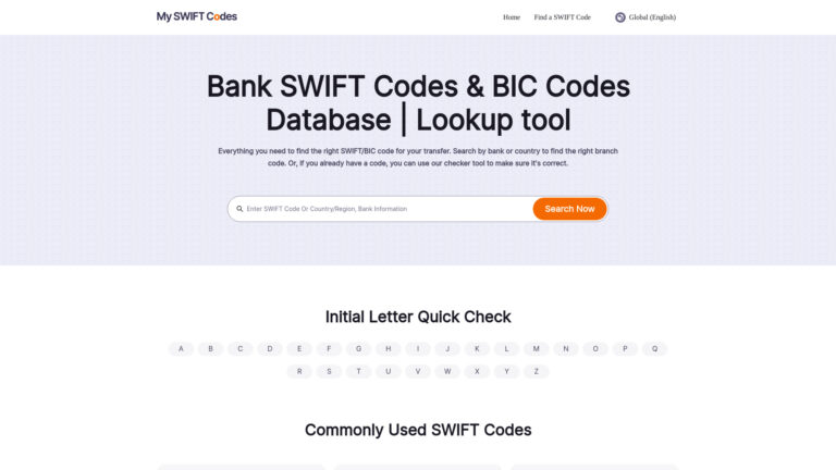 Trending Bank Swift Codes & Bic Codes Database AI Tool Review