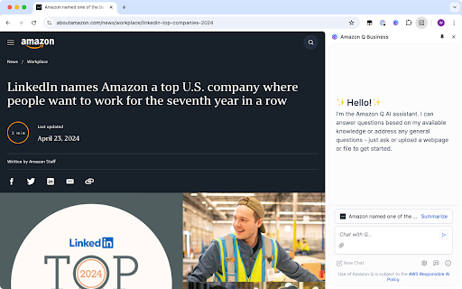 Amazon Q Business Browser Extension ai chrome extension