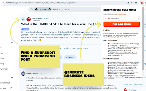 Reddit Hidden Gold Mines ai chrome extension logo