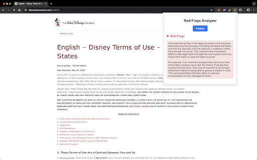 Legal RedFlag Detector ai chrome extension