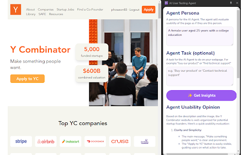 AI User Testing Agent ai chrome extension logo