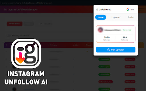 Instagram Unfollow AI ai chrome extension logo