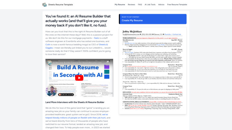 Advanced Sheets Resume AI Tool Review
