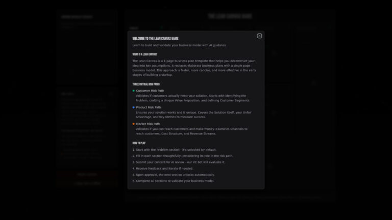 Innovative Lean Canvas Game AI Tool Review