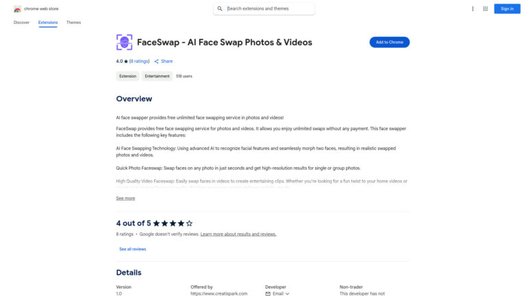 Top Faceswap AI Chrome Extension AI Tool Review