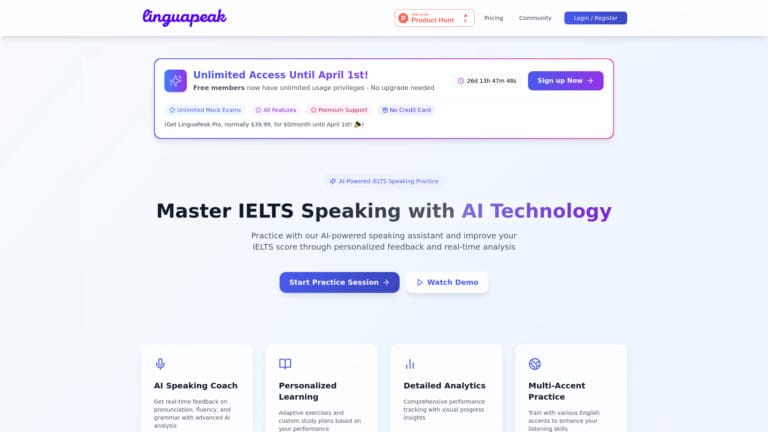 Advanced Linguapeak Ielts&english AI Tool Review
